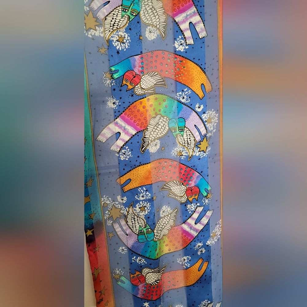 Womens Silk Laurel Burch Scarf for The Honey Collection 10x53.5 - Picture 6 of 7